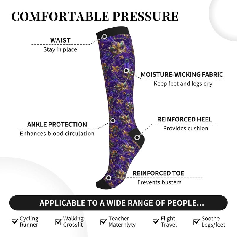 thmnj Compression Socks Knee High Support Socks for Women Men Circulation Stockings for Athletic Running Cycling Flying - Image 4